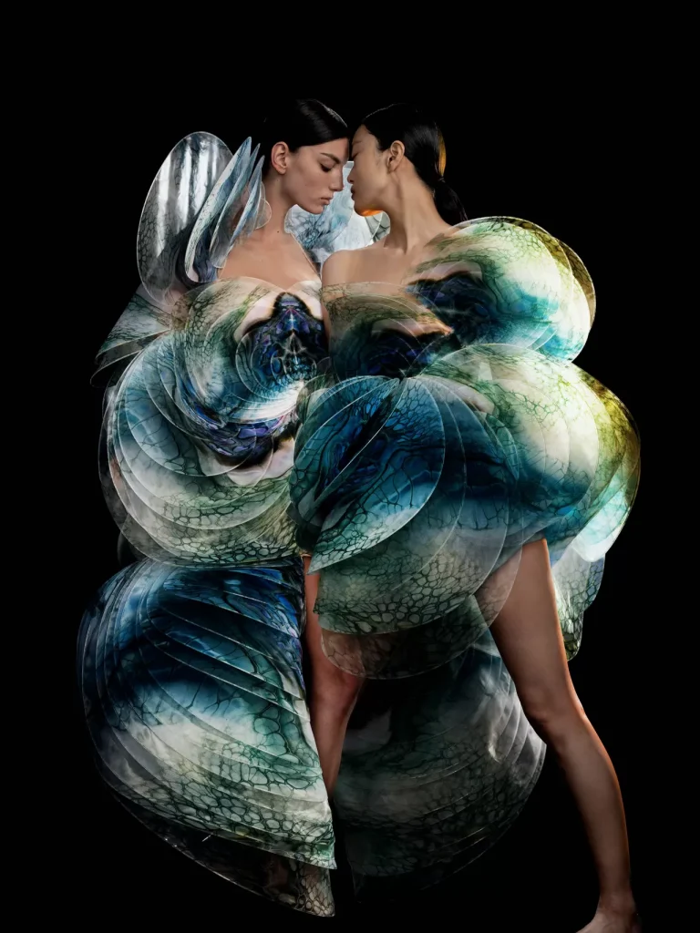 DAVID UZOCHUKWU for IRIS VAN HERPEN 
Sensory Seas Dress & Nautiloid Dress, Sensory Seas Collection, 2020