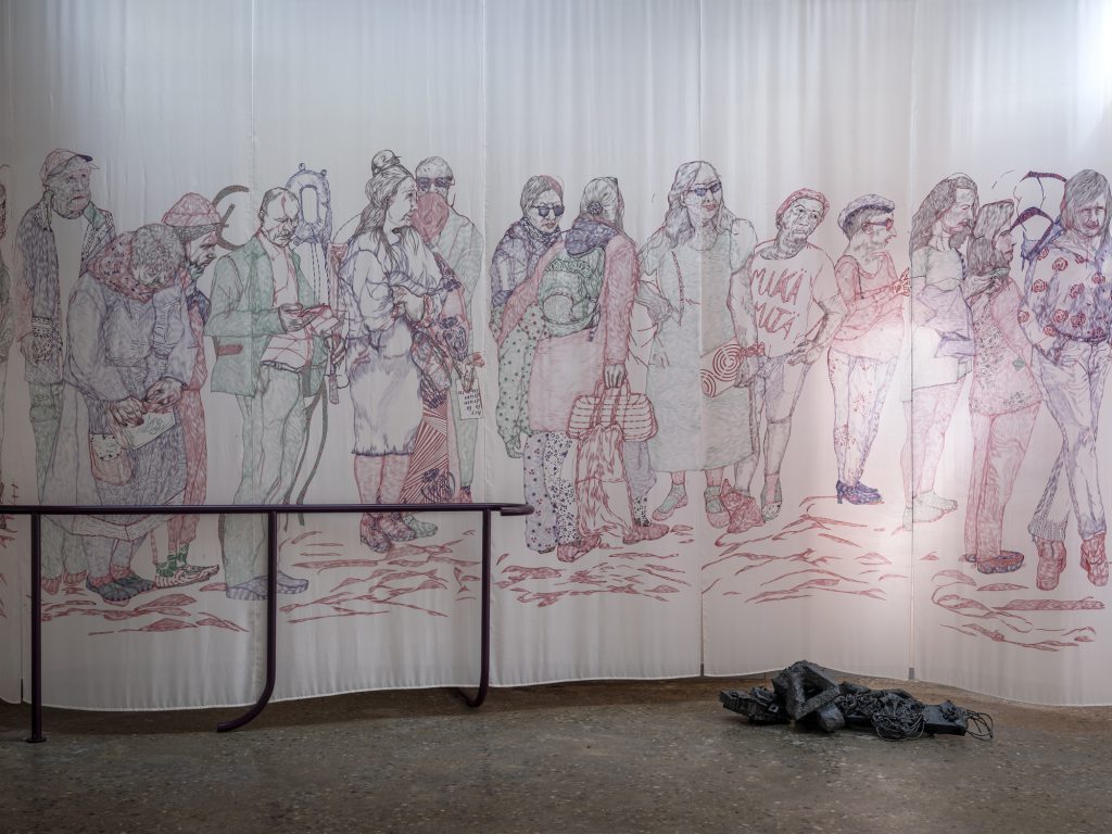 Vidha Saumya,
To all the barricades... the rumour got you
, 2024.
Pavilion of Finland at the
60th International Art Exhibition
–
La Biennale di Venezia, 2024.
Photo: Ugo Carmeni /
Frame Contemporary Art Finland