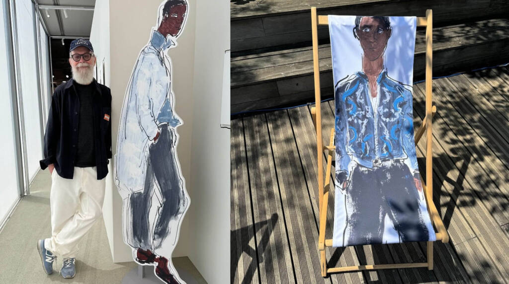 fashion illustrations showroom installation collaboration with artists