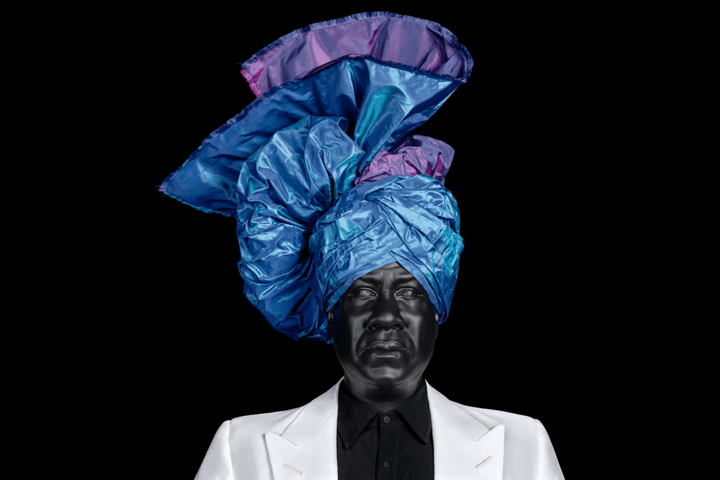 Yves Saint Laurent Majorelle blue silk taffeta turban 1